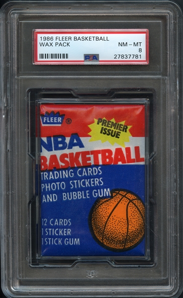 1986 Fleer Basketball Wax Pack PSA 8 NM-MT