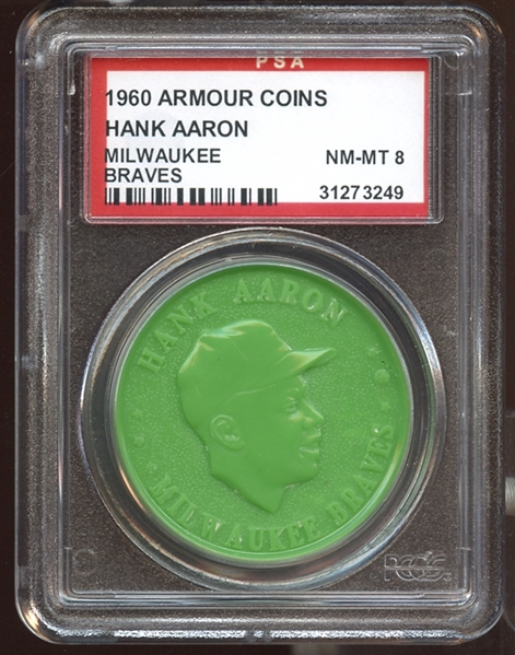 1960 Armour Coins Milwaukee Braves Hank Aaron PSA 8 NM/MT