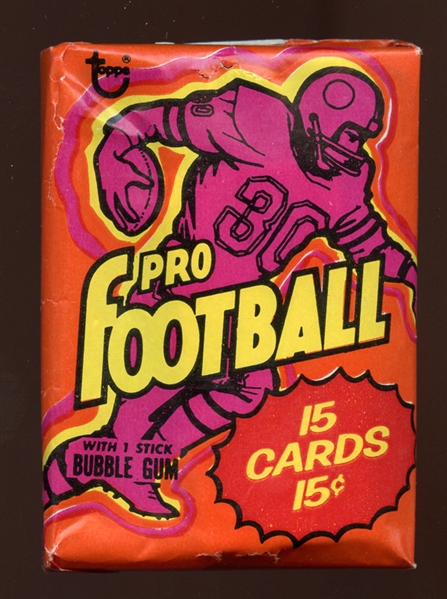 1973 Topps Football Unopened 15-Cent Jumbo Wax Pack 