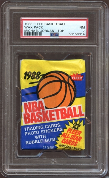 1988 Fleer Basketball Unopened Wax Pack with Jordan on Top PSA 7 NM