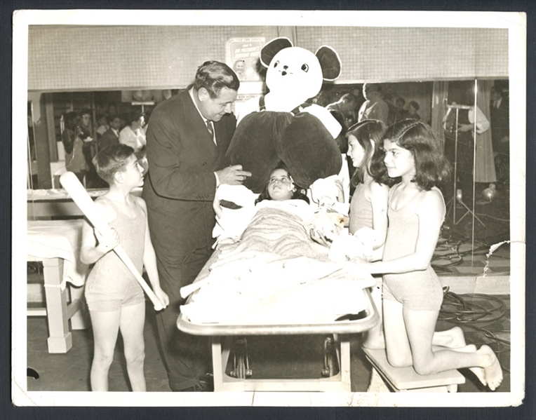 1941 Babe Ruth Type I Original Photograph Visiting Children in Hospital PSA/DNA