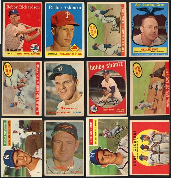 1954-59 Topps Shoebox of Approximately 100 cards