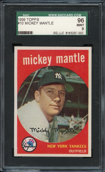 1959 Topps #10 Mickey Mantle SGC 9 MINT