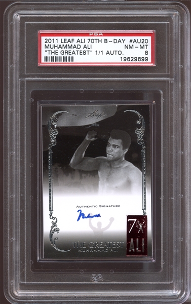 2011 Leaf Ali 70th Birthday #AU20 Muhammad Ali Autographed 1/1 PSA8 NM/MT PSA/DNA Authentic