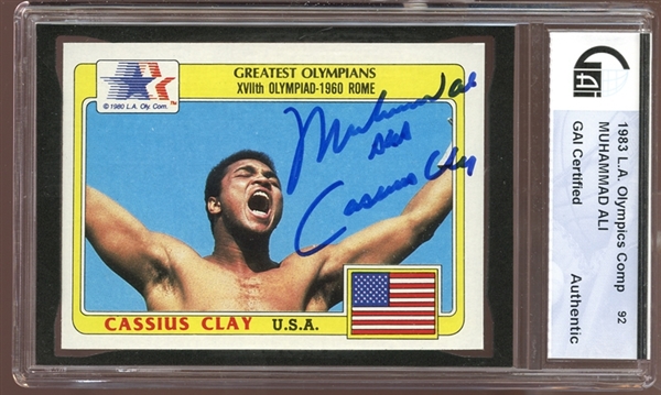 1983 Historys Greatest Olympians #92 Muhammad Ali aka Cassius Clay Autographed GAI Authentic