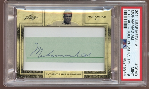 2011 Leaf Metal Ali #CSM3 Muhammad Ali Cut Signature Gold Prismatic 1/1 PSA 9 MINT