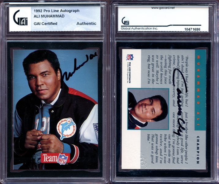 1992 Pro Line Autographs Muhammad Ali/Cassius Clay Dual Signed Card GAI Authentic