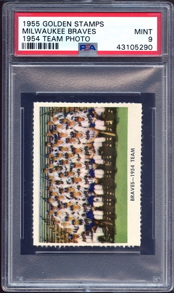 1955 Golden Stamps Milwaukee Braves 1954 Team Photo PSA 9 MINT