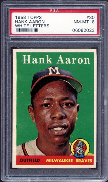 1958 Topps #30 Hank Aaron White Letters PSA 8 NM/MT