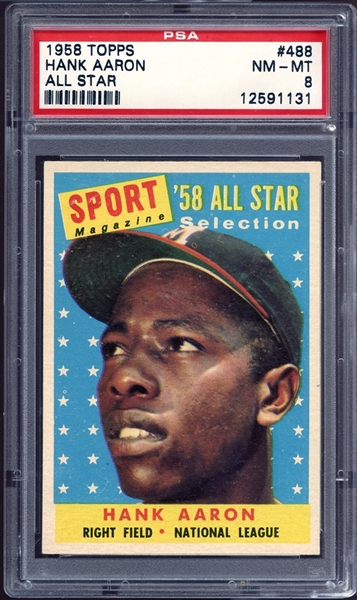 1958 Topps #488 Hank Aaron All Star PSA 8 NM/MT