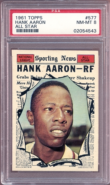 1961 Topps #577 Hank Aaron All-Star PSA 8 NM/MT