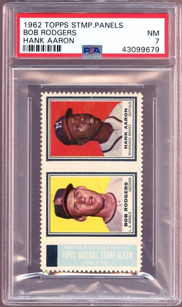 1962 Topps Stamp Panels Bob Rodgers/Hank Aaron PSA 7 NM