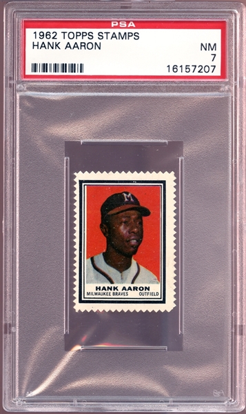 1962 Topps Stamps Hank Aaron PSA 7 NM