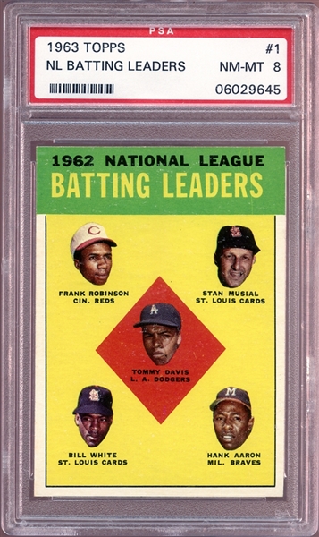 1963 Topps #1 NL Batting Leaders PSA 8 NM/MT