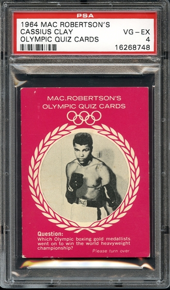 1964 Mac Robertsons Olympic Quiz Cards Cassius Clay PSA 4 VG-EX