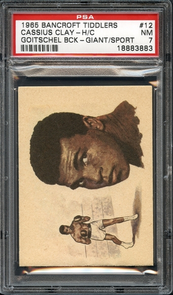 1965 Bancroft Tiddlers "Giants of Sports" #12 Cassius Clay Goitschel Back PSA 7 NM