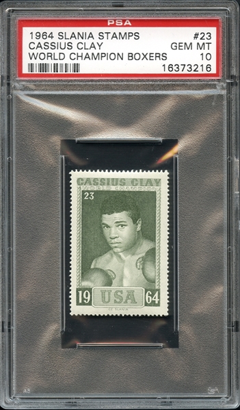 1964 Slania Stamps World Champion Boxers #23 Cassius Clay PSA 10 GEM MINT 
