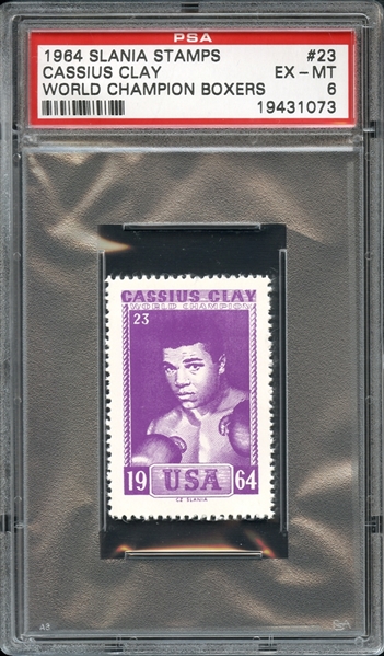 1964 Slania Stamps World Champion Boxers #23 Cassius Clay PSA 6 EX-MT