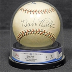 Spectacular Babe Ruth Single-Signed OAL (Barnard) Ball PSA/DNA and JSA, Beckett Ball and Auto 9