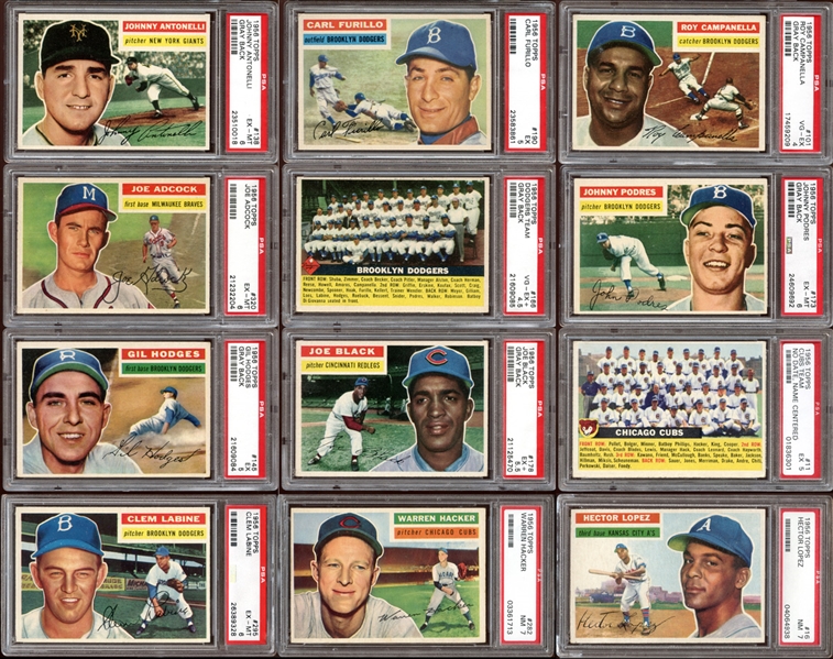 1956 Topps Baseball Group of (60) Graded Cards All Different