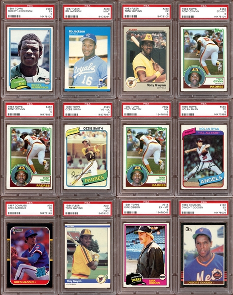 1980s-90s Baseball PSA Graded Lot of (40) Cards with Rookies and HOFers