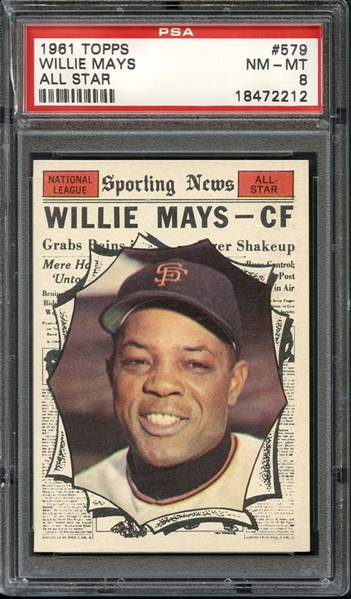 1961 Topps #579 Willie Mays All Star PSA 8 NM-MT 