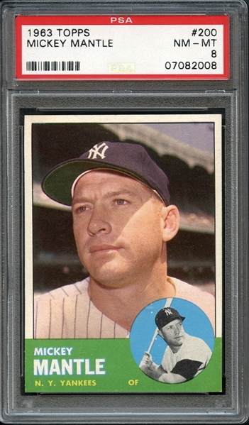 1963 Topps #200 Mickey Mantle PSA 8 NM-MT