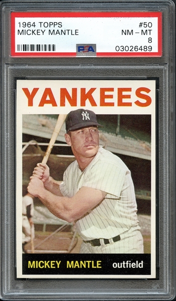 1964 Topps #50 Mickey Mantle PSA 8 NM-MT