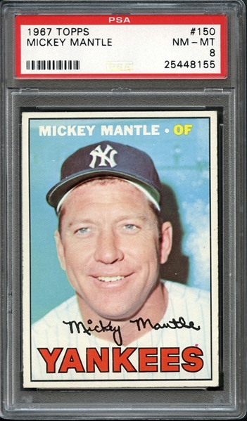 1967 Topps #150 Mickey Mantle PSA 8 NM-MT