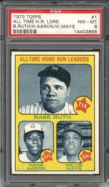 1973 Topps #1 All Time Home Run Leaders PSA 8 NM/MT