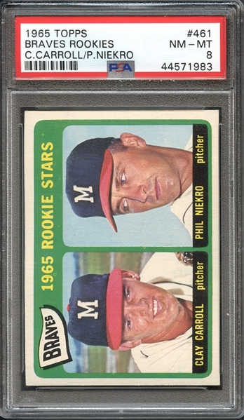1965 Topps Braves Rookies #461 Phil Niekro PSA 8 NM-MT