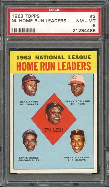 1963 Topps #3 National League Home Run Leaders PSA 8 NM-MT 