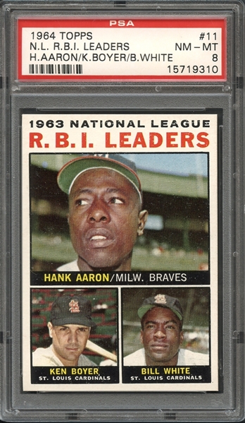 1964 Topps National League R.B.I. Leaders #11 Hank Aaron PSA 8 NM-MT 