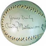 Incredible Christy Mathewson Single-Signed ONL Ball JSA-The Finest Single-Signed Mathewson Ball Known to Exist!