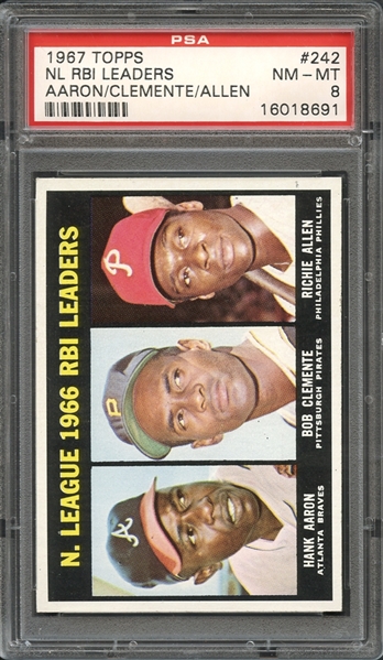 1967 Topps #242 National League RBI Leaders PSA 8 NM-MT 