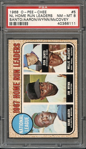 1968 O-Pee-Chee #5 National League Home Run Leaders PSA 8 NM-MT
