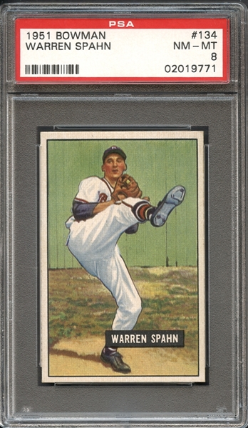 1951 Bowman #134 Warren Spahn PSA 8 NM-MT 