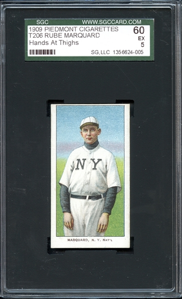 1909-1911 T206 Piedmont 150/25 Rube Marquard Hands At Thighs SGC 5 EX