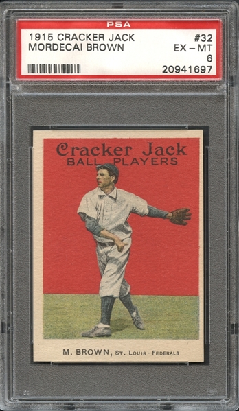 1915 Cracker Jack #32 Mordecai Brown PSA 6 EX-MT