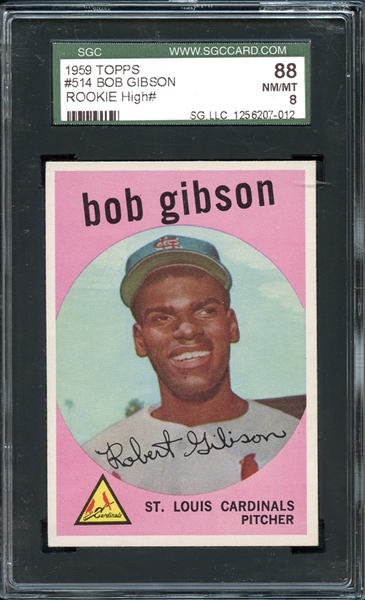 1959 Topps #514 Bob Gibson Rookie SGC 8 NM-MT