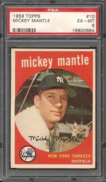 1959 Topps #10 Mickey Mantle PSA 6 EX-MT