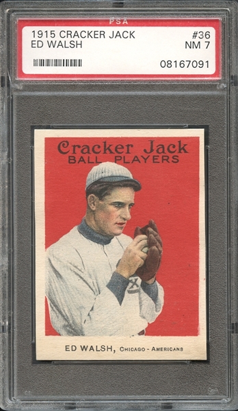 1915 Cracker Jack #36 Ed Walsh PSA 7 NM 