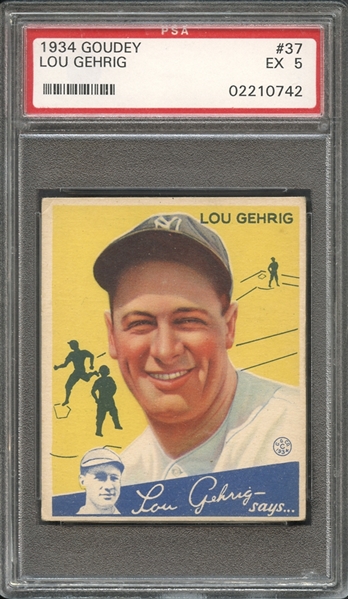 1934 Goudey #37 Lou Gehrig PSA 5 EX