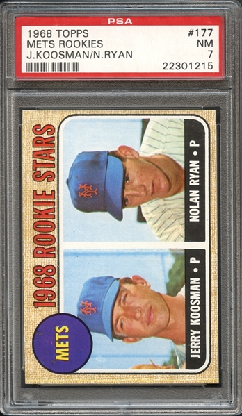 1968 Topps #177 Mets Rookies Jerry Koosman Nolan Ryan PSA 7 NM
