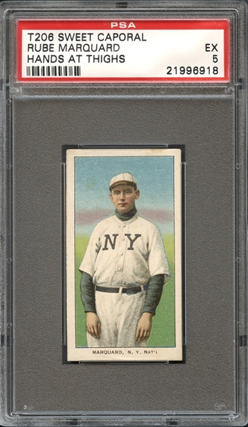 1909-1919 T206 Sweet Caporal 150/30 Rube Marquard Hands at Thighs PSA 5 EX