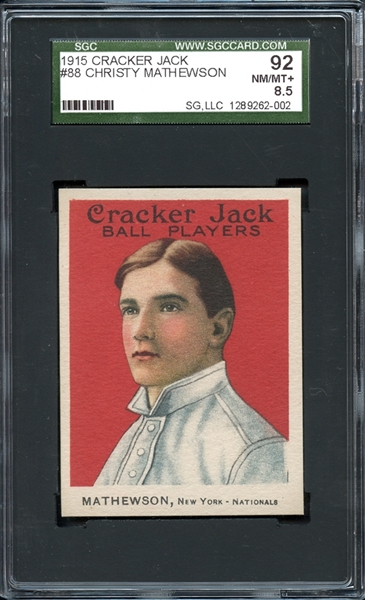1915 Cracker Jack #88 Christy Mathewson SGC 8.5 NM-MT+