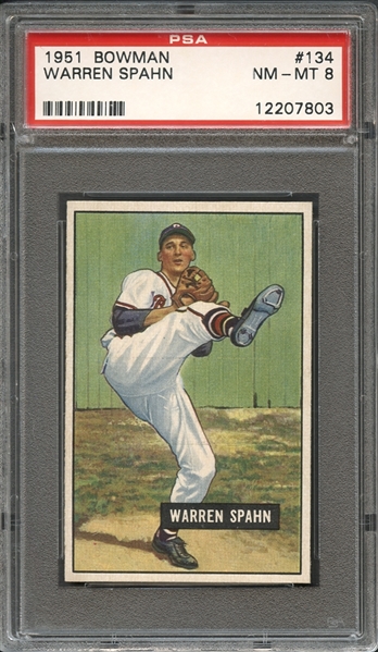 1951 Bowman #134 Warren Spahn PSA 8 NM-MT 