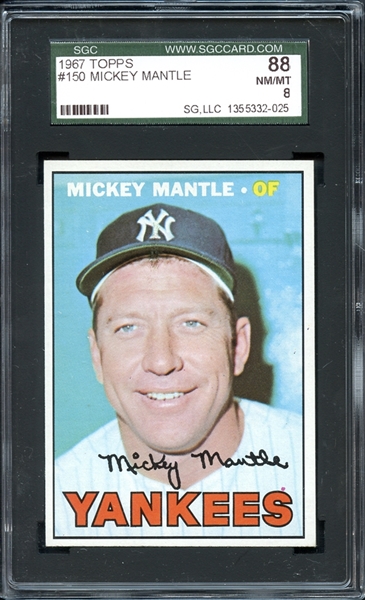 1967 Topps #150 Mickey Mantle SGC 8 NM-MT