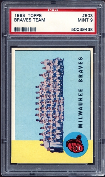 1963 Topps #503 Braves Team PSA 9 MINT