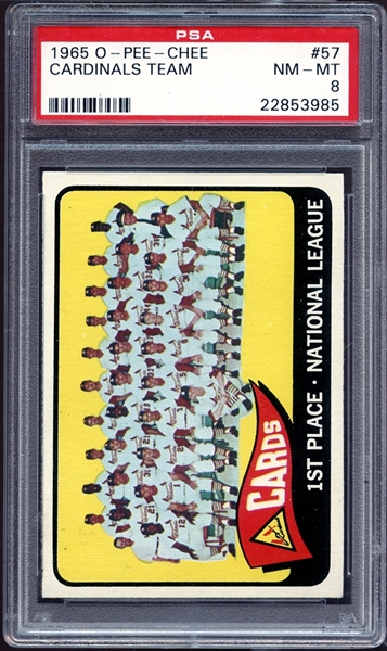 1965 O-Pee-Chee #57 Cardinals Team PSA 8 NM/MT